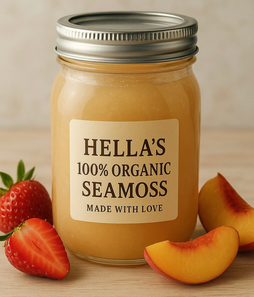 HELLA’S 100 % ORGANIC SEAMOSS PEACH AND STRAWBERRY